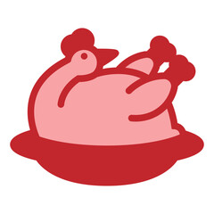 Chicken Dual Tone Icon Design Vector