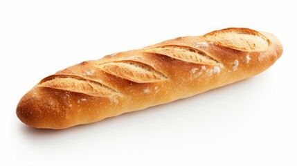 fresh baguette on white background.