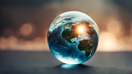 Ai Illustration of World Globe covered with pollution and gases damaging the ozone layer  