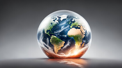 Ai Illustration of World Globe covered with pollution and gases damaging the ozone layer  