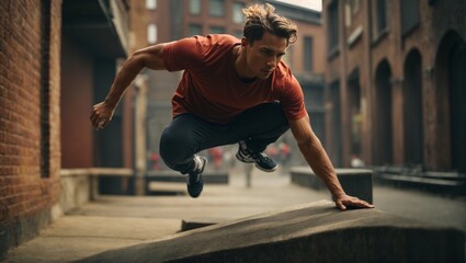 Fototapeta premium person running on street