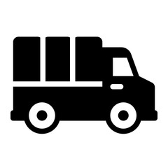 Military Truck black solid glyph icon