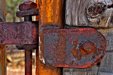 Old rusted makeshift hinge