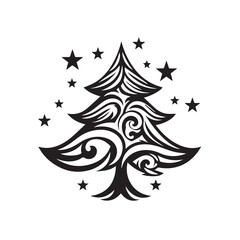 Vector christmas tree isolated. Beautiful shining christmas tree .  in cartoon, doodle style. 2d vector illustration in logo, icon style, Eps 10. AI Generative

