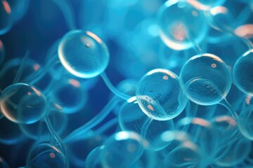 A close up of a bunch of bubbles. Generative AI.