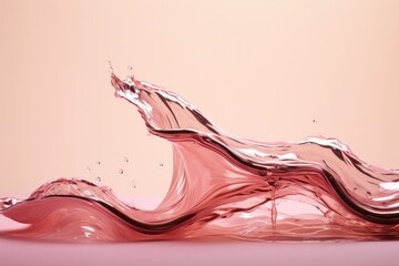 A splash of water on top of a pink surface. Generative AI.