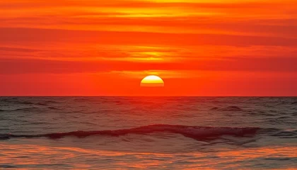 Keuken foto achterwand Vibrant sunset over tranquil seascape, heaven on earth for vacations generated by AI © Jeronimo Ramos
