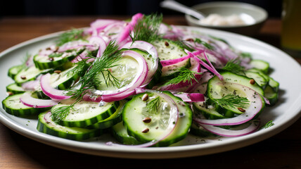Refreshing Cucumber Salad with Red Onion and Dill