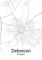 Debrecen Hungary minimalist map