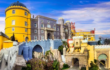 Fotobehang most beautiful castles of Europe - Pena palace in Portugal © Freesurf