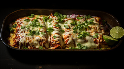 Spicy and Tangy Chicken Enchiladas with Melted Cheese
