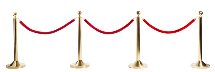 Stanchions with red velvet ropes, cut out