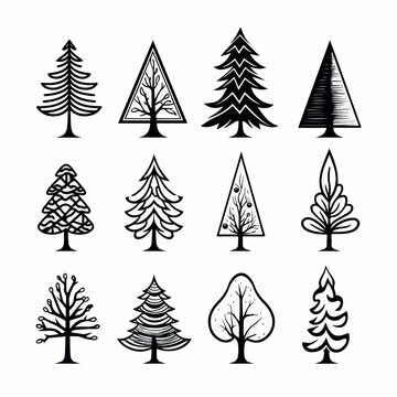 Vector christmas tree isolated. Beautiful shining christmas tree .  in cartoon, doodle style. 2d vector illustration in logo, icon style, Eps 10. AI Generative

