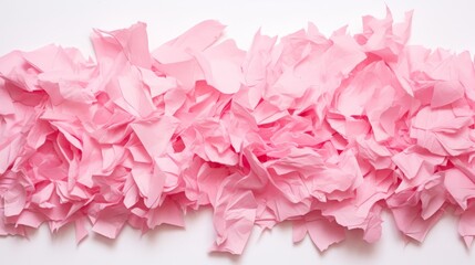 pieces of pink torn paper.