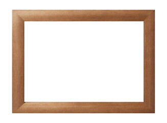 Wooden photo frame with empty copy space isolated on white. Wood frame or photo frame isolated on the white background. Modern frame ideal for advertisement background and photography concept.