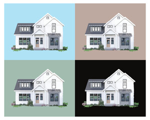 Illustration of houses on different backgrounds