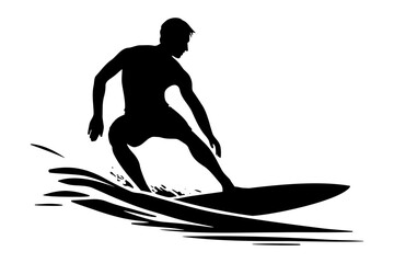 Surfer And Wave silhouette. vector illustration - obrazy, fototapety, plakaty