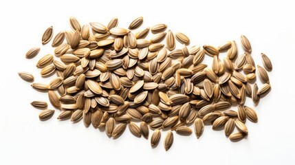 sunflower seeds on a white background.