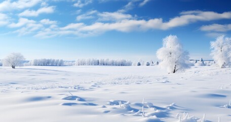 Fototapeta na wymiar A clear blue sky over a serene winter landscape, illuminated by bright daylight. Generative AI