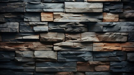 Mystic Mosaic - Dark Toned Slate Brick Arrangement Background. Generative AI