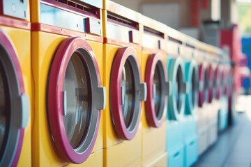 Rainbow Laundering Ensemble: A vibrant ensemble of stylish washers, embodying the rainbow of possibilities in the laundry world