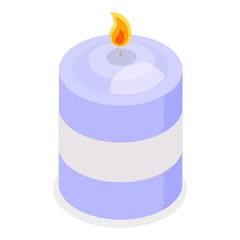 3D Isometric Flat  Set of Candles. Item 3