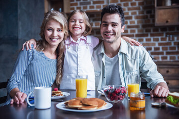 Family in kitchen