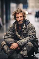 Obraz premium Homeless beggar man