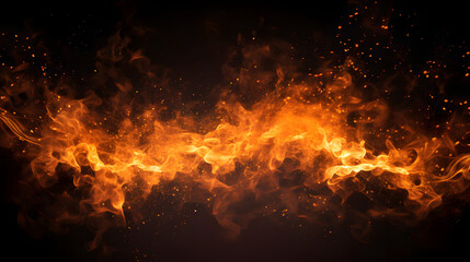Fototapeta na wymiar Fire sparks particles with flames isolated on black background. Very high resolution generativ ai