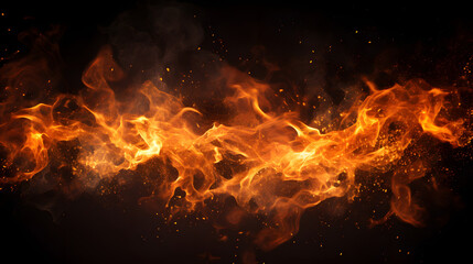 Fototapeta na wymiar Fire sparks particles with flames isolated on black background. Very high resolution generativ ai