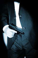 Pistol gun dark at night
