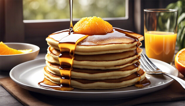 Pancake all'arancia con sciroppo d'acero e cannella