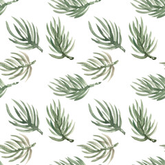 Fir branches. Christmas watercolor. Seamless pattern for your design