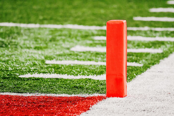 Football End Zone Pylon Marker in an American Football Stadium