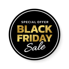 Black Friday sale sicker, label or badge set. Circle discount, special offer banner design. Vector illustration.
