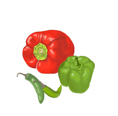 Pepper, chill pepper, food, vegetable, illustrations, diet, Mexican food, transparent background 