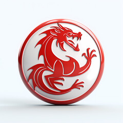 emblem logo with red dragon in circle generative ai image on white background