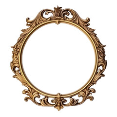 Victorian-era royal circle frame border with decorative scrolls on a transparent background