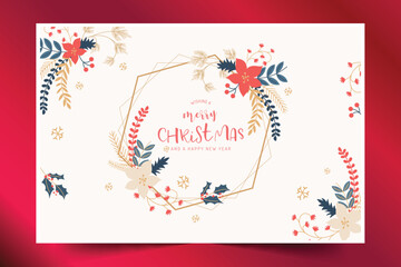 hand drawn christmas background with florals ornaments vector design illustration