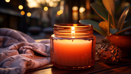 Relaxation and comfort in the glowing candlelight of winter generated by AI
