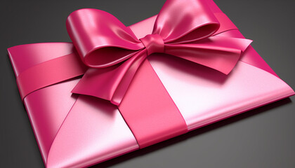 Shiny gift box tied with satin bow, perfect birthday present generated by AI