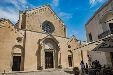 August 20, 2023 - Galatina, Lecce, Puglia, Italy. Ancient village in Salento. The ancient Basilica...