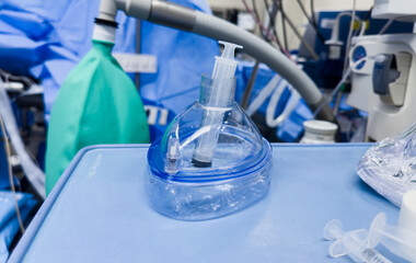 medical equipment for airway management, endotracheal tubes, oral airways, and masks in a hospital setting