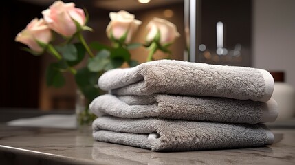 Experience the comforting embrace of a towel from the heated rack. Generative AI