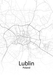 Lublin Poland minimalist map