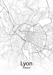 Lyon France minimalist map