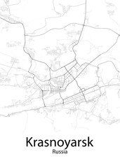 Krasnoyarsk Russia minimalist map