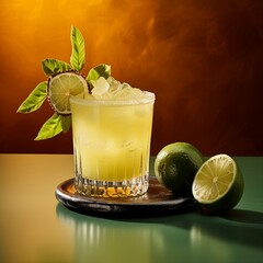 Fototapeta premium Tangy and tropical cocktail tequila lime juice image Ai generated art