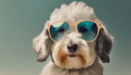 dog wearing glasses - obrazy, fototapety, plakaty