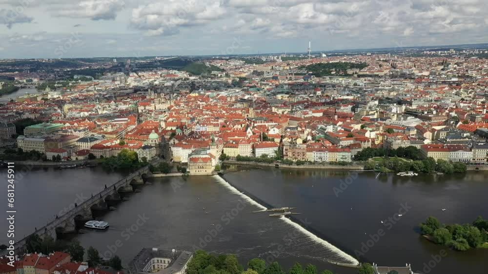 Wall mural prague old town in czech republic with famous sightseeing places in background. charles bridge iconi